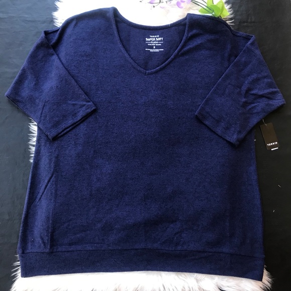 Womens Torrid Navy Hacci Sweater Blouse Size 3X - Picture 7 of 11